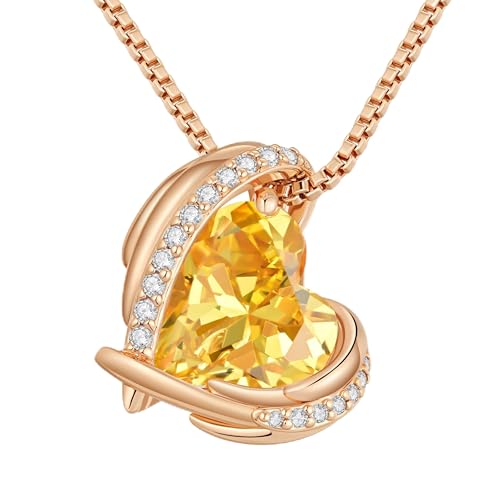 CDE Kette Damen Rosegold Herz Halskette für Frauen Schmuck mit Elegante Geschenkverpackung Geschenk für Sie Frau Freundin Mama Party/Hochzeitstag/Jubiläum/Geburtstag (Rosegold-11-Nov) von CDE