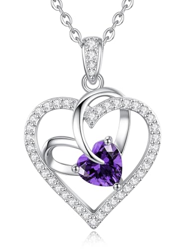 CDE Kette Damen Herz Halskette Damen Rosegold Rhodinierung Halskette für Frauen Geburtsstein Herzanhänger Schmuck Geschenke für Frauen Freundin Sie zum Muttertag Geburtstag Weihnachten Valentinstag von CDE