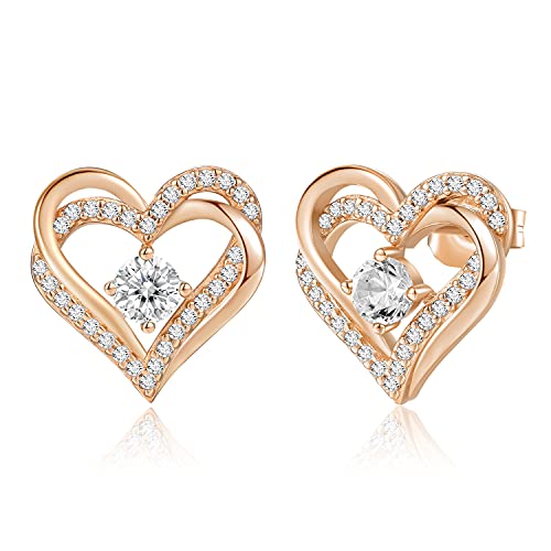 CDE Ohrringe für Damen 925 Sterling Silber Rosegold Geschenk für Sie Forever Love Herz Geburtsstein Frauen Ohrstecker Schmuck Valentinstag Weihnachten Muttertag Geburtstags Hochzeits Jubiläum CDE Ohrringe für Damen 925 Sterling Silber Rosegold Geschenk für Sie Forever Love Herz Geburtsstein Frauen Ohrstecker Schmuck Valentinstag Weihnachten Muttertag Geburtstags Hochzeits Jubiläum von CDE