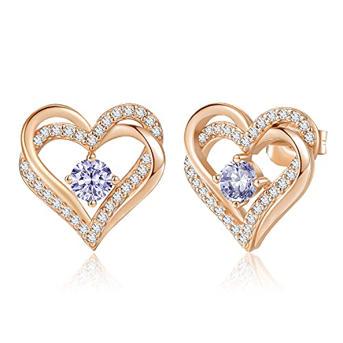 CDE Ohrringe für Damen 925 Sterling Silber Rosegold Geschenk für Sie Forever Love Herz Geburtsstein Frauen Ohrstecker Schmuck Valentinstag Weihnachten Muttertag Geburtstags Hochzeits Jubiläum CDE Ohrringe für Damen 925 Sterling Silber Rosegold Geschenk für Sie Forever Love Herz Geburtsstein Frauen Ohrstecker Schmuck Valentinstag Weihnachten Muttertag Geburtstags Hochzeits Jubiläum von CDE