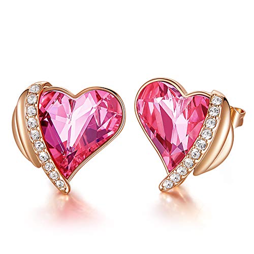 CDE Ohrringe für Damen Schmuck Geschenk, Rosegold Herz Damen Ohrstecker, verschönert mit Kristallen Valentinstag Weihnachten Muttertag Geburtstag Geschenke für Frauen Sie Mutter Freundin Ehefrau von CDE