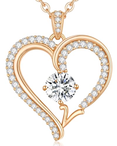 CDE Kette Damen Herz Rosegold Halskette für frauen Anhänger Buchstabenkette A-Z Personalisiert Kette Geschenk mit Anhänger Schmuck Geburtstag Weihnachten Valentinstag Muttertag (L) CDE Kette Damen Herz Rosegold Halskette für frauen Anhänger Buchstabenkette A-Z Personalisiert Kette Geschenk mit Anhänger Schmuck Geburtstag Weihnachten Valentinstag Muttertag (L) von CDE