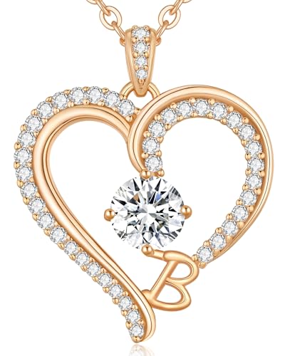 CDE Kette Damen Herz Rosegold Halskette für frauen Anhänger Buchstabenkette A-Z Personalisiert Kette Geschenk mit Anhänger Schmuck Geburtstag Weihnachten Valentinstag Muttertag (B) CDE Kette Damen Herz Rosegold Halskette für frauen Anhänger Buchstabenkette A-Z Personalisiert Kette Geschenk mit Anhänger Schmuck Geburtstag Weihnachten Valentinstag Muttertag (B) von CDE