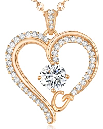 CDE Kette Damen Herz Rosegold Halskette für frauen Anhänger Buchstabenkette A-Z Personalisiert Kette Geschenk mit Anhänger Schmuck Geburtstag Weihnachten Valentinstag Muttertag (G) CDE Kette Damen Herz Rosegold Halskette für frauen Anhänger Buchstabenkette A-Z Personalisiert Kette Geschenk mit Anhänger Schmuck Geburtstag Weihnachten Valentinstag Muttertag (G) von CDE