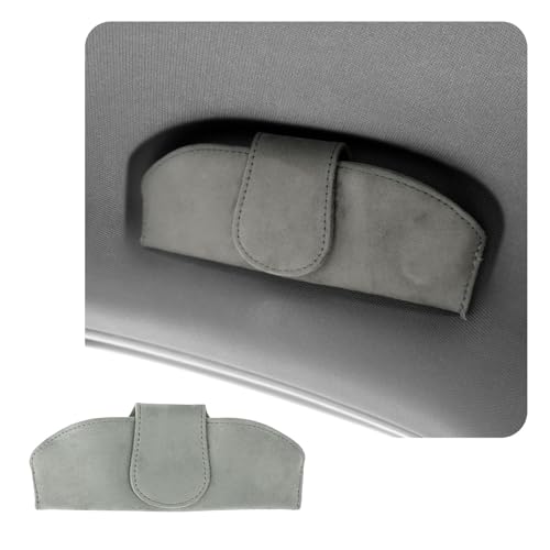 CDEFG Magnetische Sonnenbrillenhalter Brillenetui Brillenhalter Auto Aufbewahrungstasche Mikrofaser Universal Glasses Case Holder Brillenetui Sonnenbrille Gläser Käfig Organizer Zubehör (Grau) von CDEFG