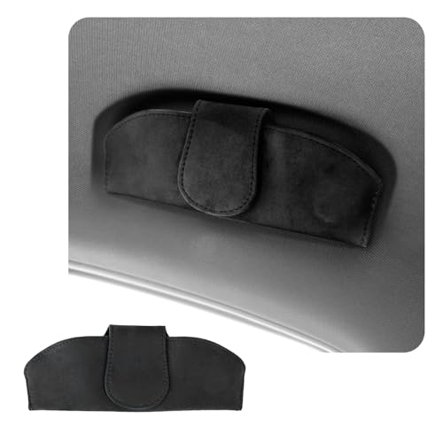 CDEFG Magnetische Sonnenbrillenhalter Brillenetui Brillenhalter Auto Aufbewahrungstasche Mikrofaser Universal Glasses Case Holder Brillenetui Sonnenbrille Gläser Käfig Organizer Zubehör (Schwarz) von CDEFG