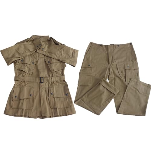 CDJBHW M42 Fallschirmjäger Uniform WWII M1942 Offizier Jacke und Hose Herren Vintage Khaki Set Replica WW2 US Fallschirmjäger Anzug, Grün , 54 von CDJBHW