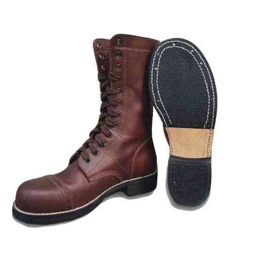 M1942 Fallschirmjäger Stiefel Herren Rindsleder 101/82 Kampfstiefel Vintage Wanderstiefel Replik WWII D-Day US, rotbraun, 46 EU von CDJBHW