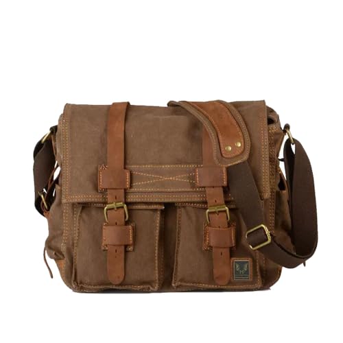 Postman Bag Umhängetasche Aufbewahrungstasche Vintage Wasserdicht Motorradtasche Outdoor Crossbody Tasche Herren Computertasche, Kaffeebraun von CDJBHW