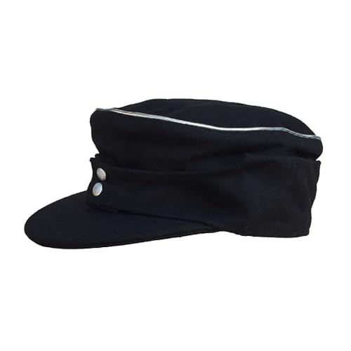Wollmütze WWII Berghut Combat Hat Outdoor Warm Hat Replica WW2 Deutschland Schwarz Cap, Mit weißer Paspelierung, 7.5 von CDJBHW