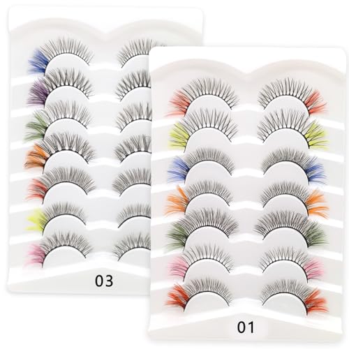 14 Pairs of Coloured Eyelashes,7 Colour Artificial False Eyelashes,Fans,Classic Eyelash Extension for Christmas,Cosplay,Costumes,Eyelashes,Colourful Artificial 14 Pairs of Coloured Eyelashes,7 Colour Artificial False Eyelashes,Fans,Classic Eyelash Extension for Christmas,Cosplay,Costumes,Eyelashes,Colourful Artificial von CDLIZW