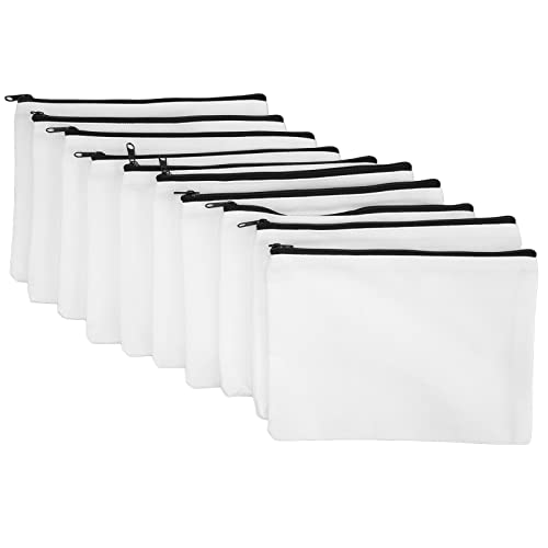 CDQL 10 Stück Leere Canvas-Taschen, Canvas-Make-up-Tasche, Mehrzweck-Kosmetiktasche mit Reißverschluss, Reise-Kulturbeutel, Do-it-Yourself-Basteltasche für Make-up, Schreibwaren, Reisen von CDQL