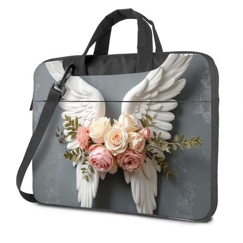 CDSS Laptop-Rucksack für Herren, Engelsflügel mit Blumenstrauß, Laptoptasche, Laptoptasche, Laptoptasche für Damen, 43,2 cm (17 Zoll), farbig, 26x36cm von CDSS