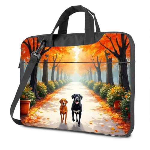 CDSS Laptop-Rucksack für Herren, Herbstspaziergang mit zwei Hunden, Laptoptasche, Laptoptasche für Damen, 43,2 cm (17 Zoll), farbig, 26x36cm von CDSS