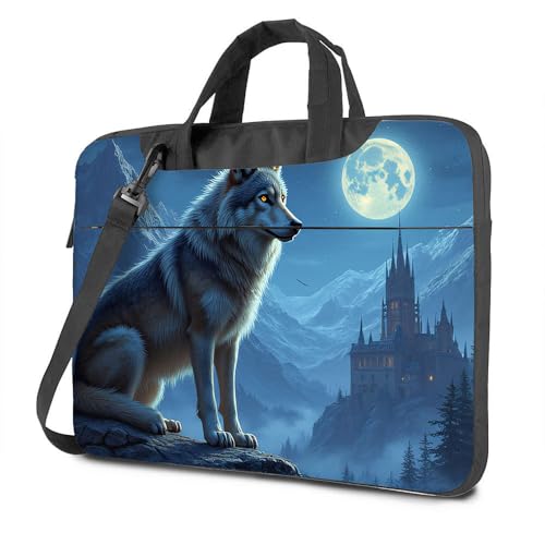 CDSS Laptop-Rucksack für Herren, Wolfswächter im Mondschein, Laptoptasche, Laptoptasche, Laptoptasche für Damen, 43,2 cm (17 Zoll), farbig, 26x36cm von CDSS