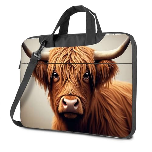 Laptop-Rucksack für Herren, Hochlandkuh, Portrait: Majestätische und geheimnisvolle Laptoptasche, Laptoptasche, Laptoptasche für Damen, 43,2 cm (17 Zoll), farbig, 26x36cm von CDSS