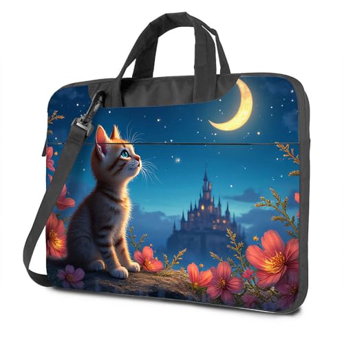 Laptop-Rucksack für Herren, Katzenträume unter dem Mondscheinhimmel, Laptoptasche, Laptoptasche, Laptoptasche für Damen, 43,2 cm (17 Zoll), farbig, 26x36cm von CDSS
