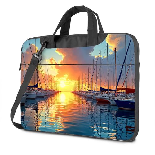 Laptop-Rucksack für Herren, Segeln Serenity: A Sunset At The Marina, Laptoptasche, Laptoptasche, Laptoptasche für Damen, 43,2 cm (17 Zoll), farbig, 26x36cm von CDSS