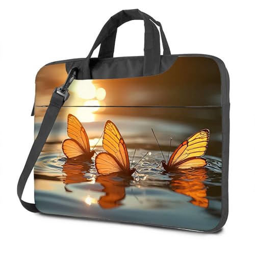 Laptop-Rucksack für Herren, goldene Schmetterlinge bei Sonnenuntergang, Reflexionen, Laptoptasche, Laptoptasche für Damen, 43,2 cm (17 Zoll), farbig, 26x36cm von CDSS
