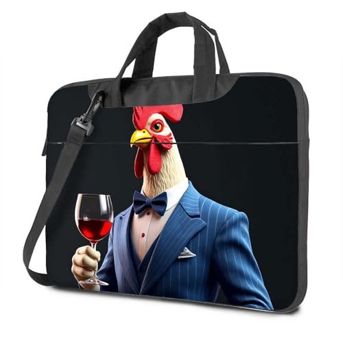 Laptop-Rucksack für Herren, schicker Hahn im Anzug, Weintrinken, Laptoptasche, Laptoptasche für Damen, 43,2 cm (17 Zoll), farbig, 26x36cm von CDSS