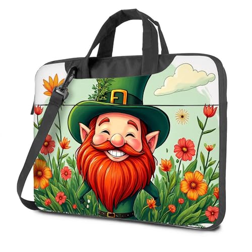 Laptoptasche, 40,6 cm (16 Zoll), St. Patrick's Day, Zwerg mit Blumen, Laptoptasche, schwarze Tasche, Laptop-Rucksack für Damen (29 x 40 cm) von CDSS