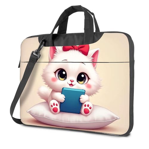Laptoptasche, entzückendes Kätzchen mit Tablet auf Kissen, Laptoptasche, 40,6 cm (16 Zoll), Laptoptasche 40,6 cm (16 Zoll), farbig, 26x36cm von CDSS