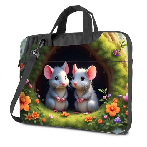Laptoptasche Zwei niedliche Mäuse in einem Blumengarten Laptoptasche 16 Zoll Laptoptasche Laptoptasche 16 Zoll, farbig, 26x36cm von CDSS