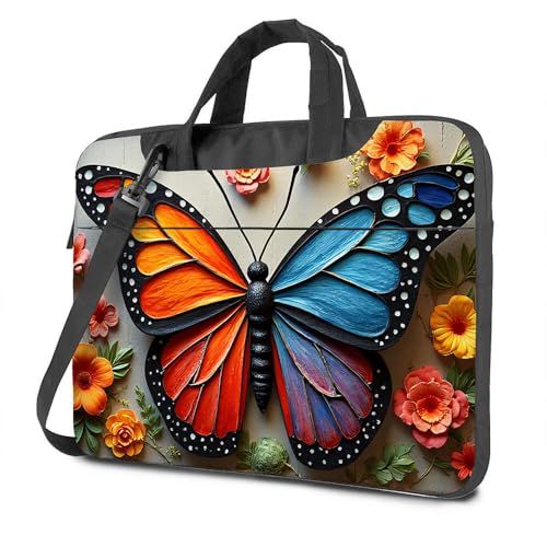 Laptoptasche mit bunten Schmetterlingen und Blumen, Kunstwerk, Laptoptasche, Laptop-Rucksack für Damen, 40,6 cm (16 Zoll), farbig, 29x40cm von CDSS