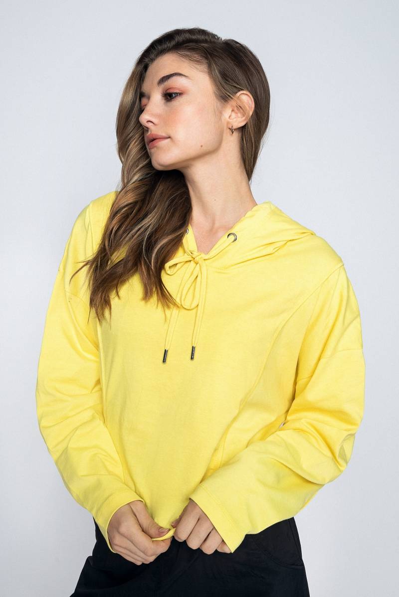 B-Qualitäts-Gelber Leichter Kapuzenpullover | Damen Pullover Langarm von CDstudioCo