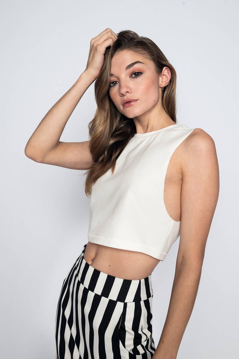 Cd Weiß Crop Top | Frauen Tank von CDstudioCo