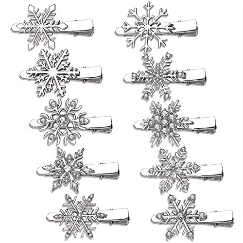 Weihnachten Schneeflocke Haarspangen Urlaub Strass Schneeflocke Haarnadeln für Frauen Mädchen Winter Festlich Haarschmuck Weihnachten Party Neujahr Geschenke (Silber) von CEALXHENY