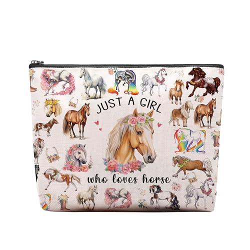 CEASQVAA Pferde Geschenke für Frauen Pferd Make-up Tasche Pferde Liebhaber Cowgirl Equestrian Reisetasche Kosmetiktasche Pferde Kosmetiktasche Hufeisen Pferd Stuff, pferd, Tier von CEASQVAA