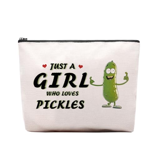 CEASQVAA Pickle Gifts Make-up-Tasche, Geburtstagsgeschenk für Gurkenliebhaber, Frauen, Freunde, Gurken-Zubehör, Kosmetiktasche, Reißverschlusstasche, Gurken von CEASQVAA