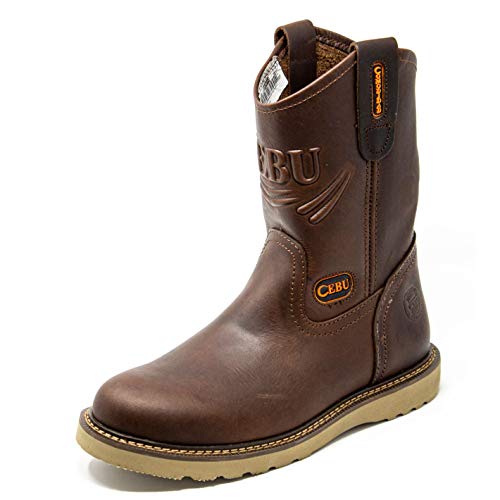 CEBU Herren Rul 500 Arbeitsstiefel mit weicher Zehenpartie, leichte Keilsohle, Obermaterial aus Leder, bequem und langlebig, Braun, 14 Wide von CEBU