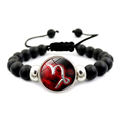 Armband Mit 12 Sternbildern Für Damen Und Herren, Zeit-Edelstein, Schwarze Perlen, Verstellbares Sternzeichen-Armband, Horoskop-Astrologie-Armband Mit Sternzeichen, Retro-Paar-Geschenke, Steinbock, von CECE&COLE