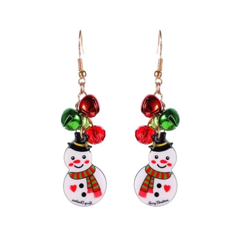 Weihnachts-Ohrringe,Weihnachts-Schneemann-Glocken-Piercing-Ohrringe Mit Weihnachtsmotiv,Damen- Und Mädchen-Weihnachtsschmuck-Party,Wie Abgebildet,Länge: 6,3 Cm von CECE&COLE