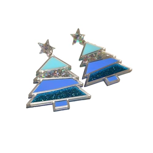 Weihnachtsohrringe Für Frauen,Stern-Blauer Weihnachtsbaum-Ohrstecker,Modische Weihnachtsbaum-Ohrringe,Schmuck Für Frauen,Wie Abgebildet,Lang: 4,8 Cm von CECE&COLE