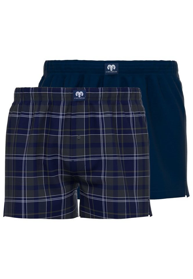 CECEBA Boxershorts CECEBA Herren Boxershort blau uni 2er Pack (2-St) von CECEBA