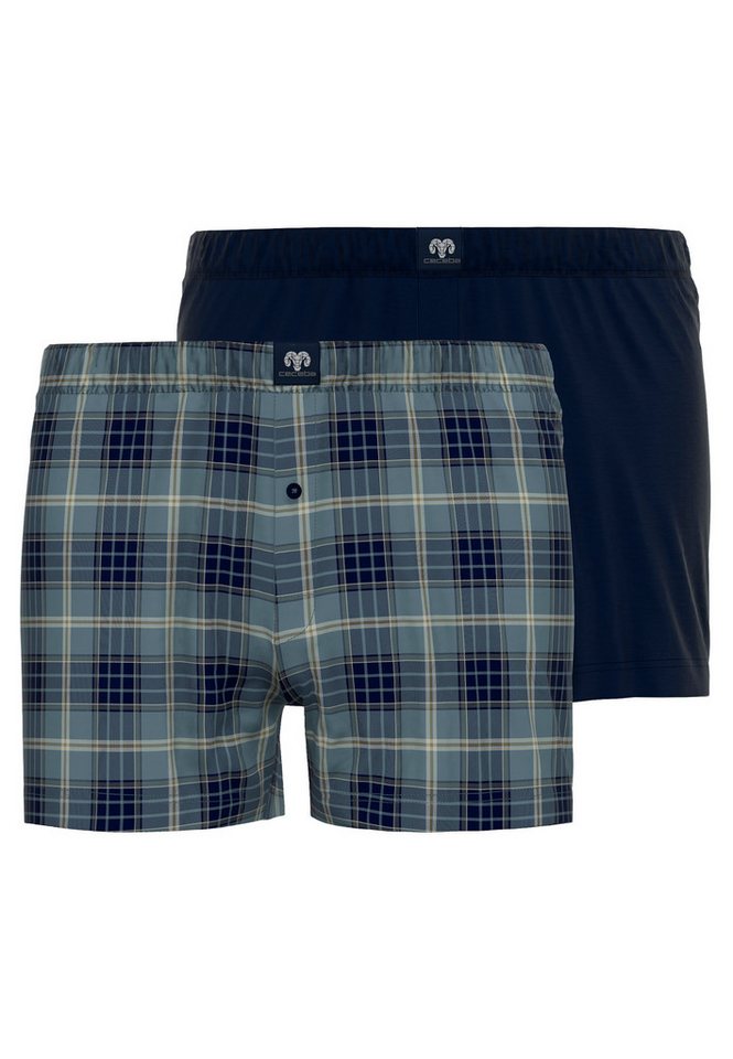 CECEBA Boxershorts CECEBA Herren Boxershort blau kariert 2er Pack (2-St) von CECEBA