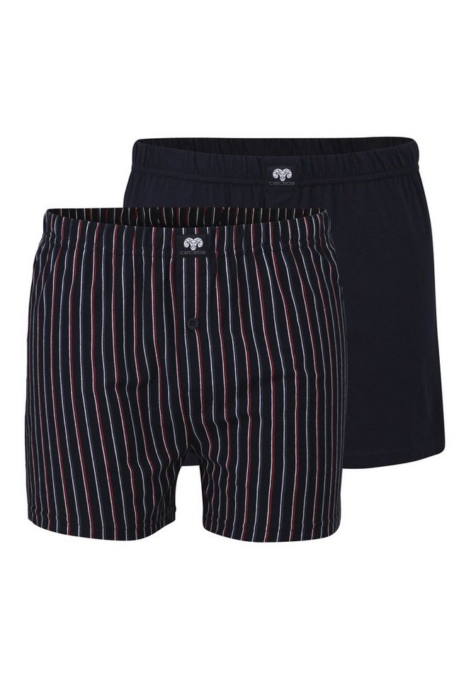 CECEBA Boxershorts CECEBA Herren Boxershort blau längsgestreift 2er P (2-St) von CECEBA