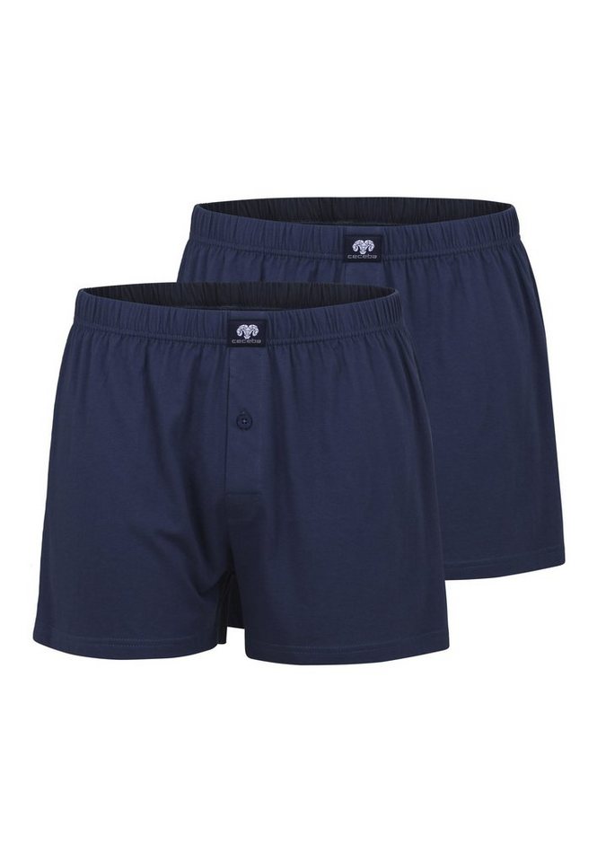 CECEBA Boxershorts CECEBA Herren Boxershort blau uni 2er Pack (2-St) von CECEBA