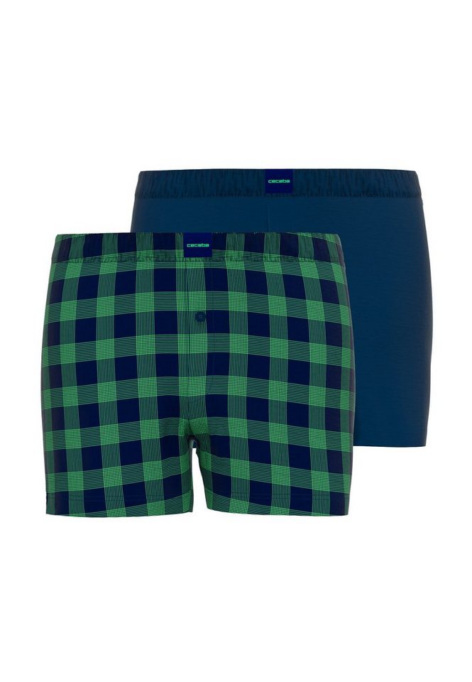 CECEBA Boxershorts CECEBA Herren Boxershort blau uni 2er Pack (2-St) von CECEBA