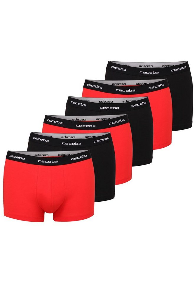 CECEBA Boxershorts CECEBA Herren Pants rot uni 6er Pack (6-St) von CECEBA