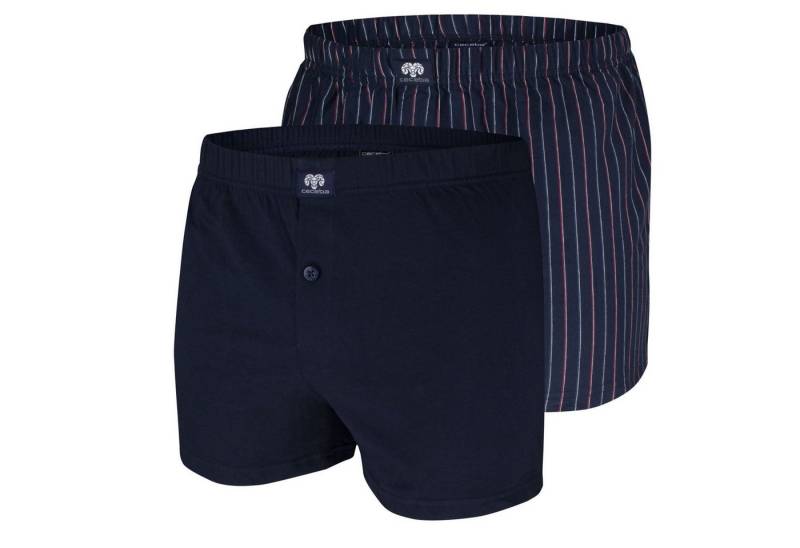 CECEBA Boxershorts Daytona Shorts (Set, 2-St) mit Eingriff, Knopf, Logo, uni, gemustert von CECEBA