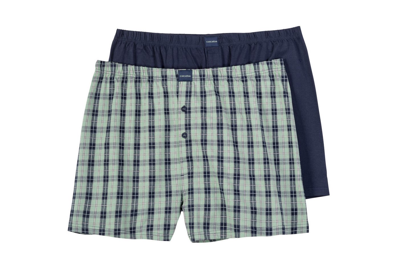 CECEBA Boxershorts Ceceba 2er-Pack XXL Boxershorts navy/hellgrün kariert (Spar-Pack, 2-St., 2er-Pack) von CECEBA