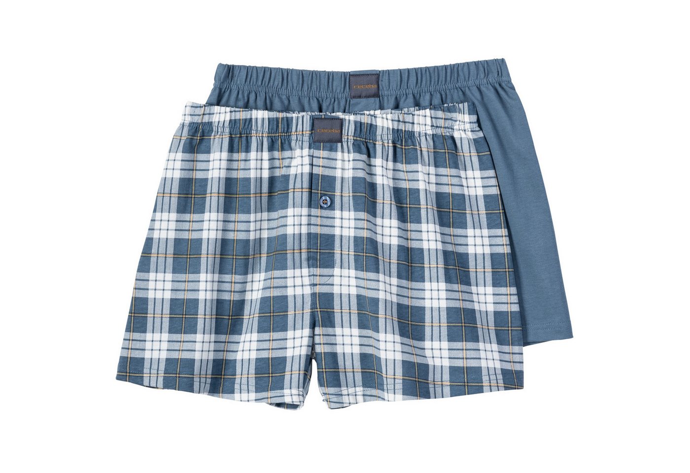 CECEBA Boxershorts Ceceba 2er-Pack XXL Boxershorts taubenblau/kariert (Spar-Pack, 2-St., 2er-Pack) von CECEBA