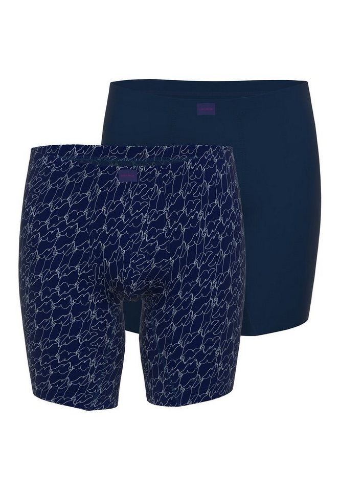 CECEBA Langer Boxer CECEBA Herren Cyclist blau bedruckt 2er Pack (2-St) von CECEBA
