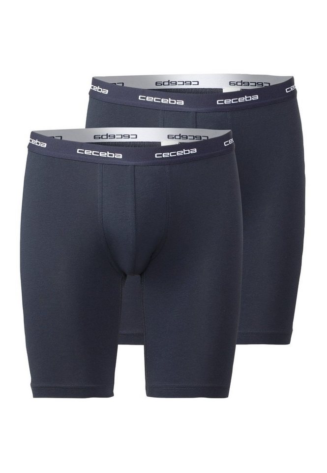 CECEBA Langer Boxer CECEBA Herren Cyclist blau uni 2er Pack (2-St) von CECEBA