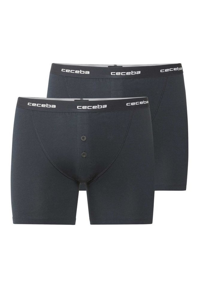 CECEBA Langer Boxer CECEBA Herren Long-Pants blau uni 2er Pack (2-St) von CECEBA