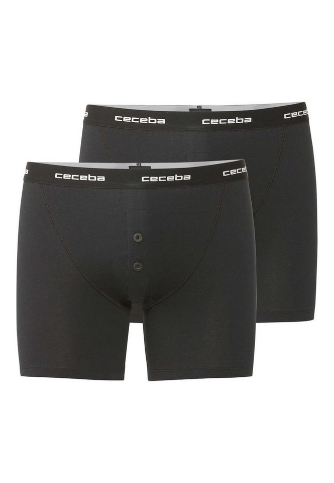 CECEBA Langer Boxer CECEBA Herren Long-Pants schwarz uni 2er Pack (2-St) von CECEBA
